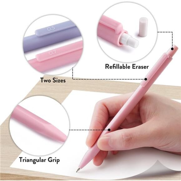 Four Candies Cute Mechanical 6pcs Pencil Set,‎ 0.5 & 0.7mm for Girls Writing - Picture 5 of 6